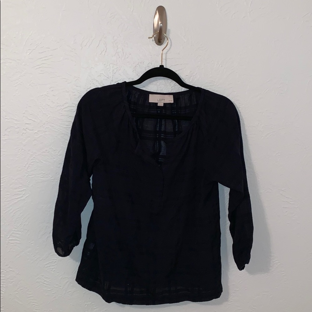 Sheer navy loft blouse